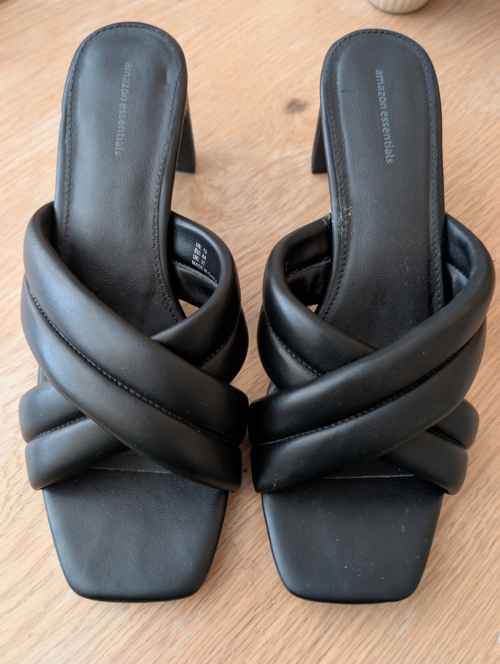 Women's US 13 Black Crossover Block Heeled Mules